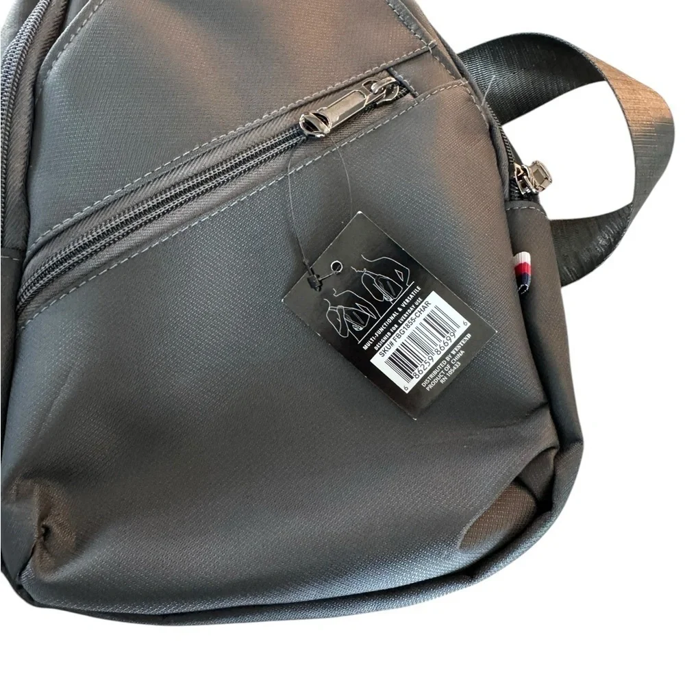 WESTEND Crossbody Sling Bag Backpack w/ Adjustable Strap Men and Women, Charcoal